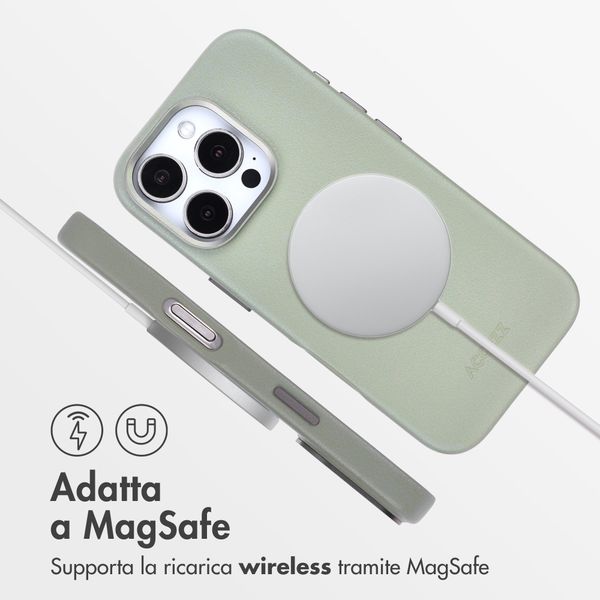 Accezz Cover in Pelle con MagSafe Apple iPhone 16 Pro - Light Grey