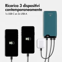 imoshion Powerbank da 20.000 mAh - Caricabatterie rapido da 22,5 W - USB-C / USB-A - Petrol Green