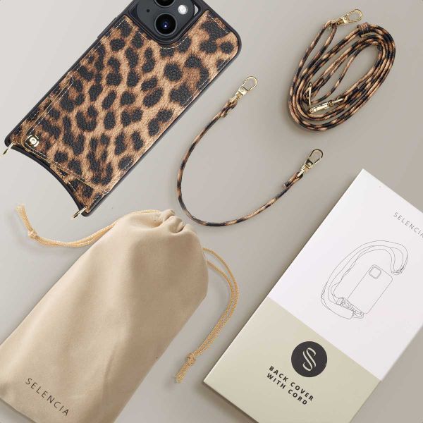 Selencia Cover per telefono Nova con cordino e portacarte Apple iPhone 14 - Leopard