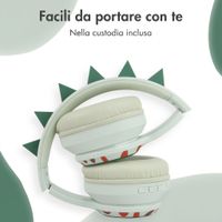imoshion Cuffie Bluetooth Kids Dino - Cuffie per bambini con limitatore di decibel - Cuffie wireless + cavo AUX - Brown / Orange