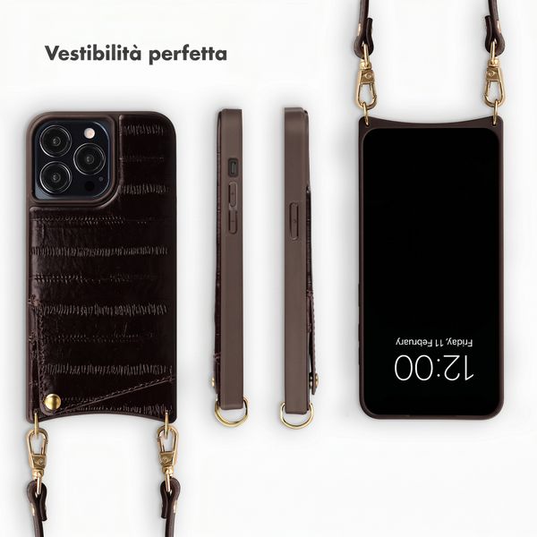 Selencia Nova cover posteriore in vera pelle con portacarte Apple iPhone 14 Pro - Dark Chocolate