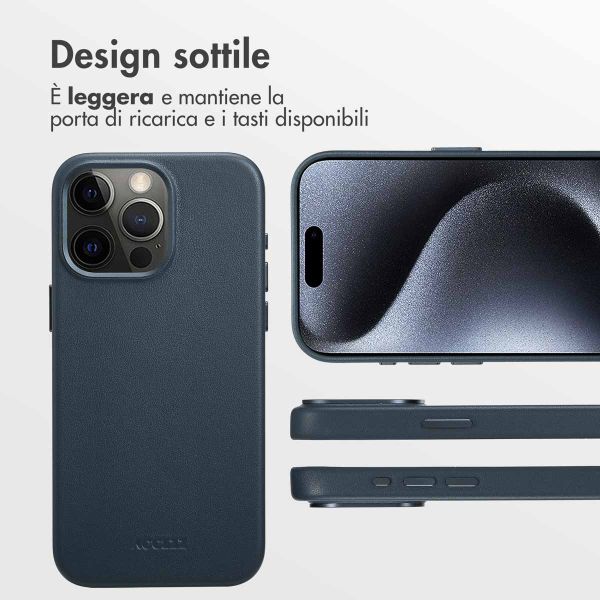 Accezz Cover in Pelle con MagSafe Apple iPhone 15 Pro - Nightfall Blue