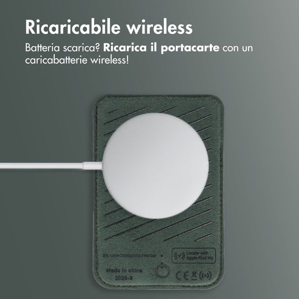 Accezz Portacarte in pelle magnetico - Compatibile con Apple Find My - Cedar Green