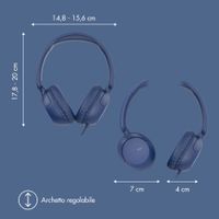 imoshion Cuffie per bambini con filo - cavo AUX - limitatore di decibel - Denim Blue