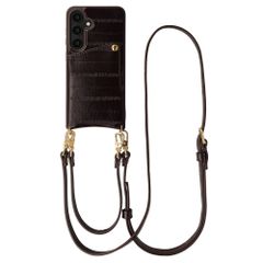 Selencia Nova cover posteriore in vera pelle con portacarte Samsung Galaxy S25 - Dark Chocolate