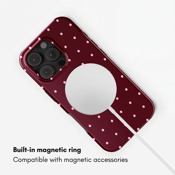 Selencia Vivid Backcover met MagSafe Apple iPhone 16 Pro Max - Happy Dots Burgundy