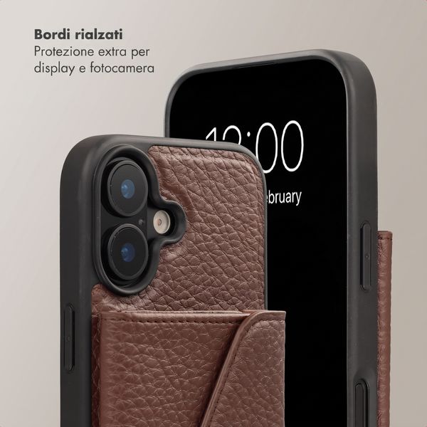 Selencia Cover per telefono Sera con cordino e portacarte a busta Apple iPhone 17 - Chocolate Brown