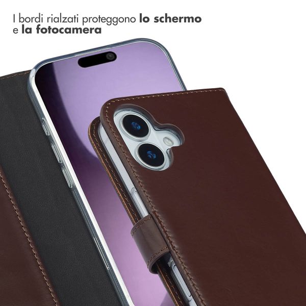 Selencia Cover a libro in vera pelle Apple iPhone 17 - Marrone