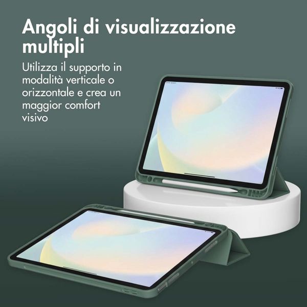 Accezz Cover a libro in silicone Smart Apple iPad 11 (2025) 11 pollici A16 / iPad 10 (2022) 10.9 pollici - Verde scuro