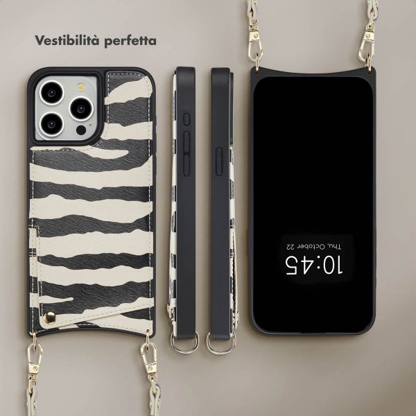 Selencia Cover per telefono Nova con cordino e portacarte Apple iPhone 15 Pro Max - Zazzy Zebra