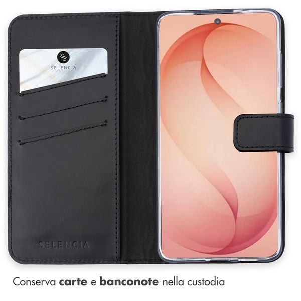 Selencia Cover a libro in vera pelle Samsung Galaxy S26 Plus - Nero