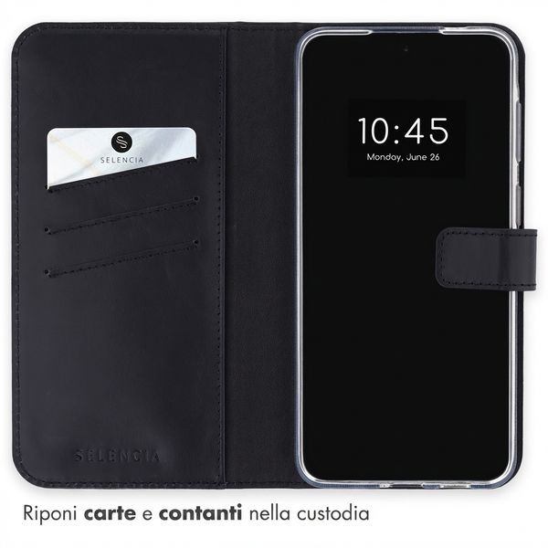 Selencia Cover a libro in vera pelle Samsung Galaxy A57 (5G) - Nero