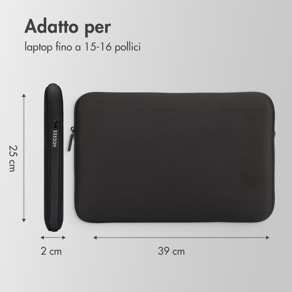 Accezz Cover per laptop 15-16 pollici - Laptopsleeve - Nera
