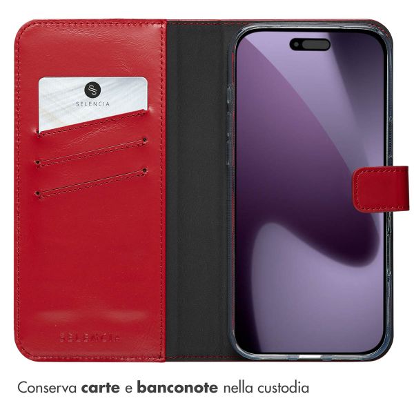 Selencia Cover a libro in vera pelle Apple iPhone 17 Pro Max - Rosso