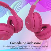imoshion Cuffie wireless per bambini con LED Light - Limitatore di decibel - Con cavo AUX - Hot Pink