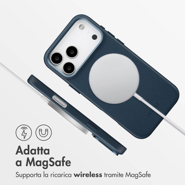 Accezz Cover in Pelle con MagSafe Apple iPhone 17 Pro Max - Nightfall Blue