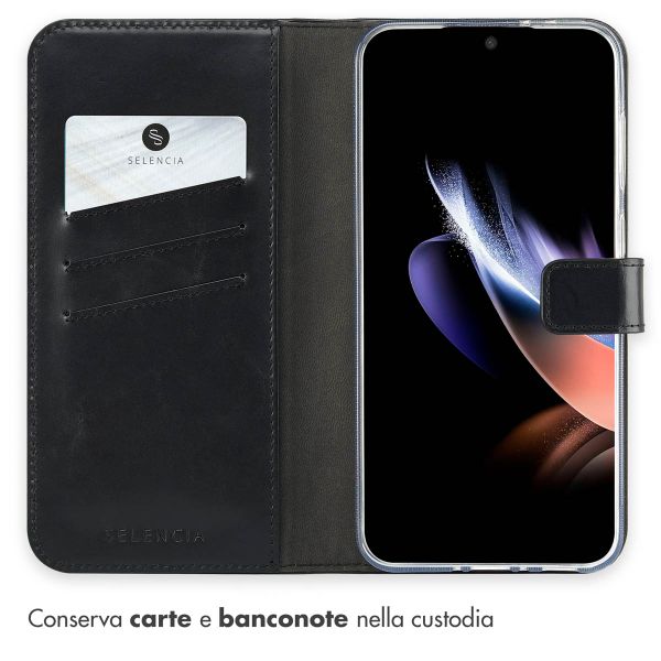 Selencia Cover a libro in vera pelle Samsung Galaxy A36 / A56 - Nero