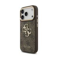 Guess Cover Posteriore con Logo 4G in Metallo Apple iPhone 18 Pro / 17 Pro - Marrone