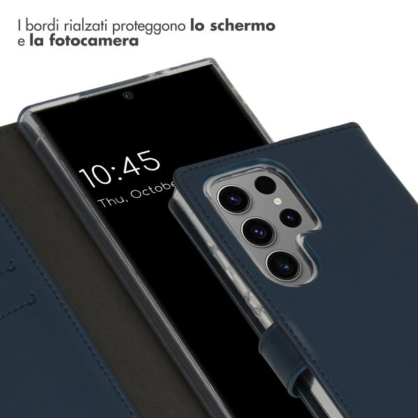 Selencia Cover a libro in vera pelle Samsung Galaxy S24 Ultra - Blu scuro