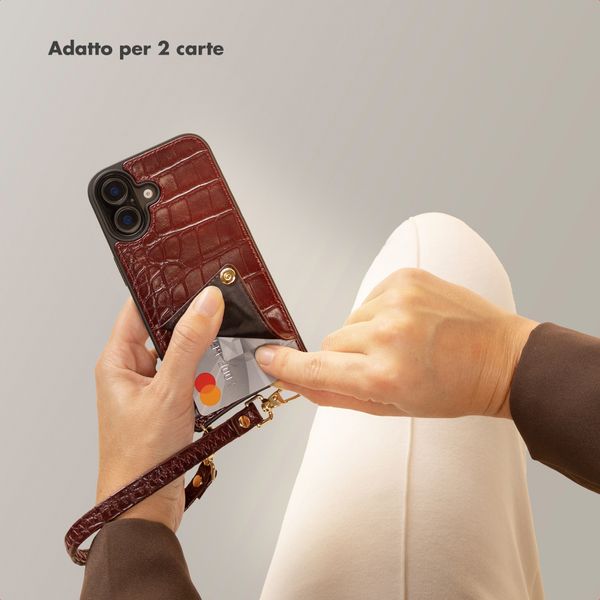 Selencia Cover per telefono Nova Croco con cordino e portacarte Samsung Galaxy A36 - Burgundy