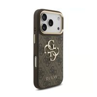 Guess Cover Posteriore con Logo 4G in Metallo Apple iPhone 18 Pro Max / 17 Pro Max - Marrone