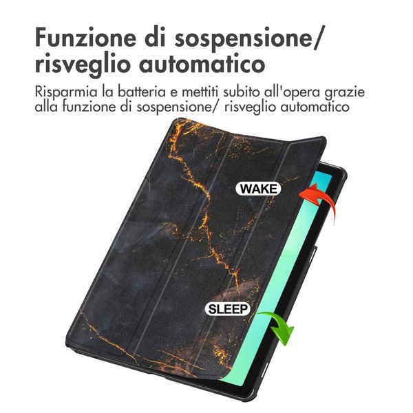 imoshion Cover Trifold Design Samsung Galaxy Tab A11 Plus - Black Marble
