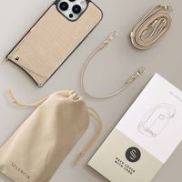 Selencia Cover per telefono Nova Croco con cordino e portacarte Apple iPhone 16 Pro - Beige