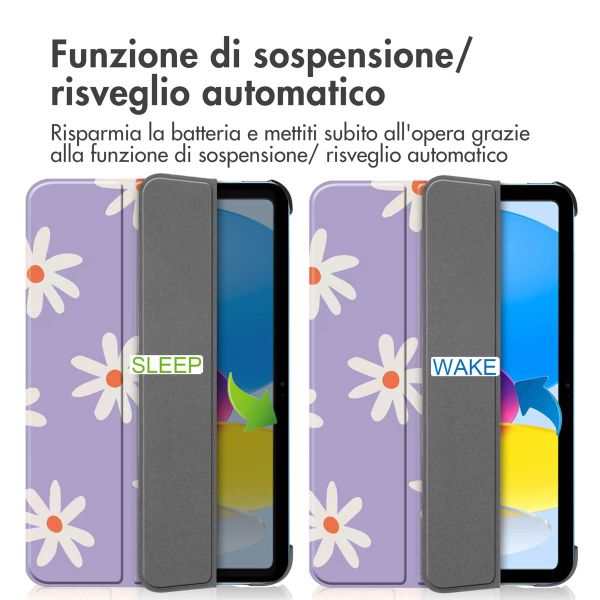 imoshion Cover Trifold Design Apple iPad 11 (2025) 11 pollici A16 / iPad 10 (2022) 10.9 pollici - Flowers Distance