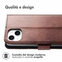 imoshion Cover a libro di Lusso Apple iPhone 15 - Marrone scuro