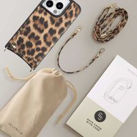 Selencia Cover per telefono Nova con cordino e portacarte Apple iPhone 15 Pro - Leopard