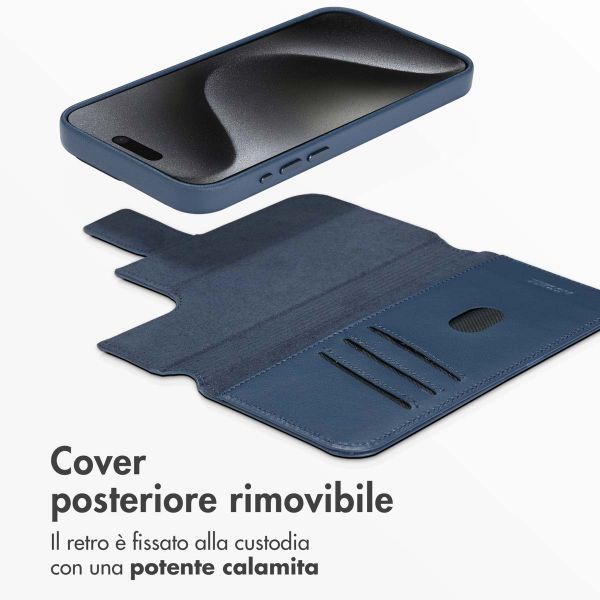 Accezz Cover in pelle 2 in 1 con MagSafe Apple iPhone 15 Pro Max - Nightfall Blue