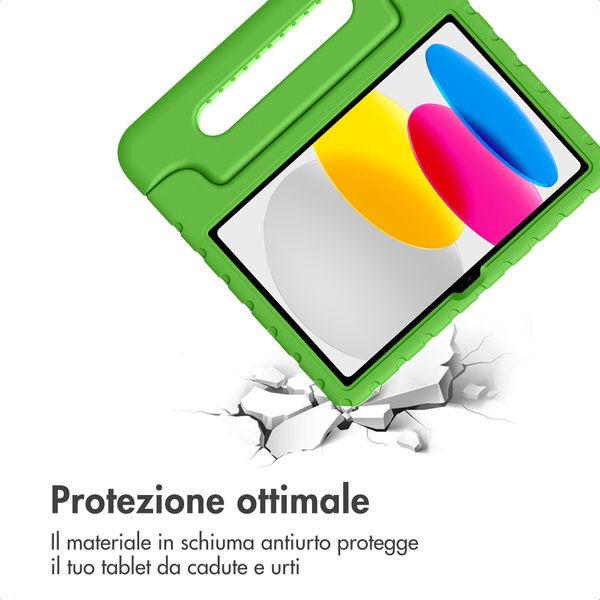imoshion Cover Posteriore Kidsproof con Maniglia Apple iPad 11 (2025) 11 pollici A16 / iPad 10 (2022) 10.9 pollici - Verde