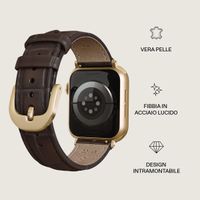 Burga Cinturino in vera pelle  - Apple Watch | 44/45/46/49 mm / Attacco universale 20 mm - Espresso / Gold