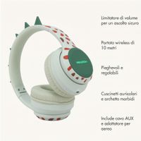 imoshion Cuffie Bluetooth Kids Dino - Cuffie per bambini con limitatore di decibel - Cuffie wireless + cavo AUX - Brown / Orange