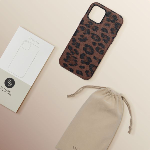 Selencia Cover Sabi Stampa pantera con MagSafe Apple iPhone 12 (Pro) - Mocha Brown