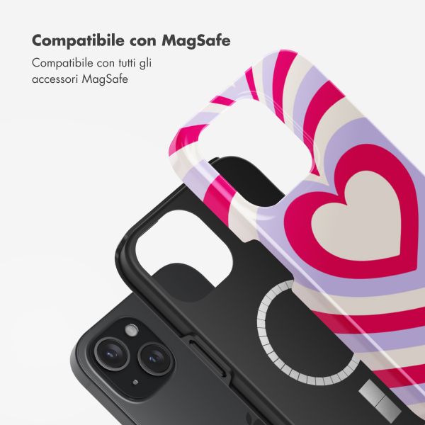 Selencia Cover posteriore Vivid con MagSafe Apple iPhone 15 - Double Hearts Rubine Red Lilac