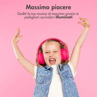 imoshion Cuffie wireless per bambini con LED Light - Limitatore di decibel - Con cavo AUX - Hot Pink