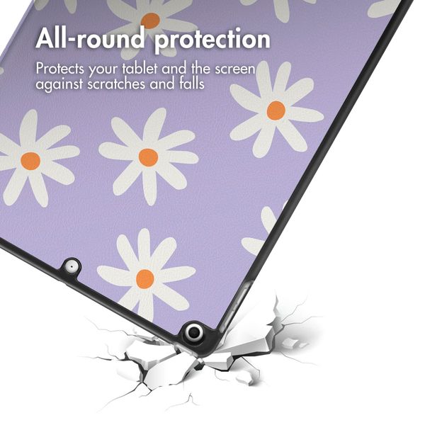 imoshion Cover Trifold Design Apple iPad 9 (2021) 10.2 pollici / iPad 8 (2020) 10.2 pollici / iPad 7 (2019) 10.2 pollici - Flowers Distance
