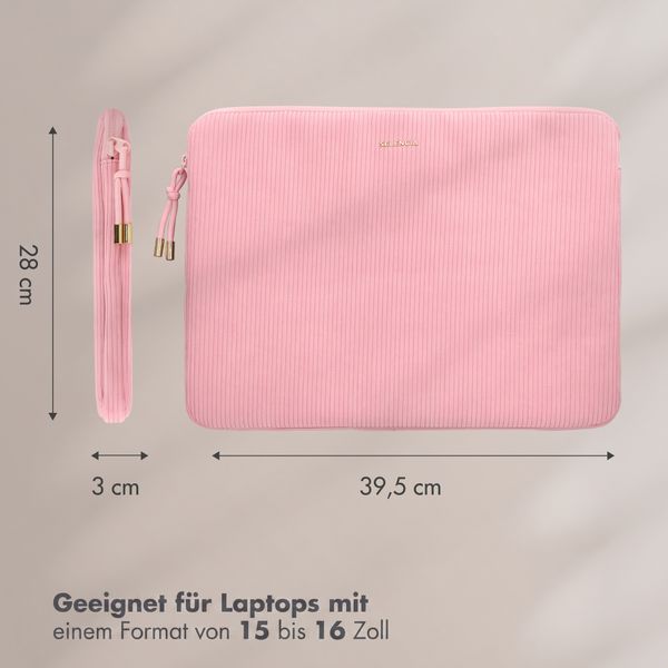 Selencia Cover per laptop in velluto a coste 15-16 pollici - Sleeve per laptop - Soft Blush