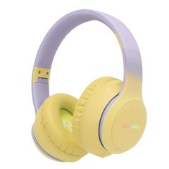 imoshion Cuffie wireless per bambini con LED Light - Limitatore di decibel - Con cavo AUX - Lavender Lilac / Yellow