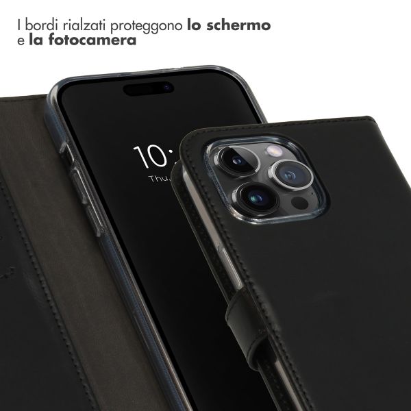 Selencia Cover a libro in vera pelle Apple iPhone 15 Pro Max - Nero