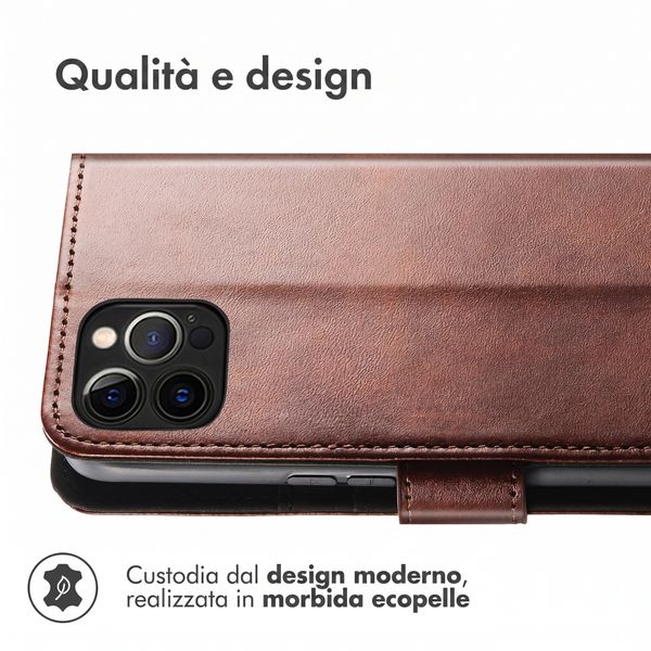 imoshion Cover a libro di Lusso iPhone 12 / 12 Pro - Marrone scuro