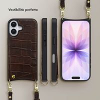 Selencia Cover per telefono Nova Croco con cordino e portacarte Apple iPhone 17 - Choco Brown