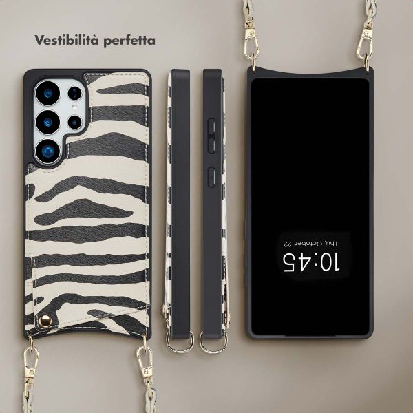 Selencia Cover per telefono Nova con cordino e portacarte Samsung Galaxy S25 Ultra - Zazzy Zebra