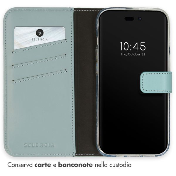 Selencia Cover a libro in vera pelle Apple iPhone 14 Pro - Air Blue
