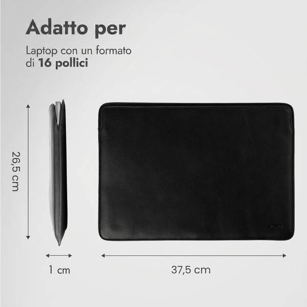 Accezz Custodia per laptop in pelle 16 pollici - Nero