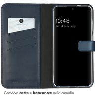 Selencia Cover a libro in vera pelle Samsung Galaxy S24 Plus - Blu scuro