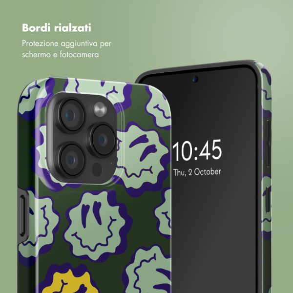 Selencia Cover posteriore Vivid con MagSafe Apple iPhone 15 Pro - Wavy Smiley Green