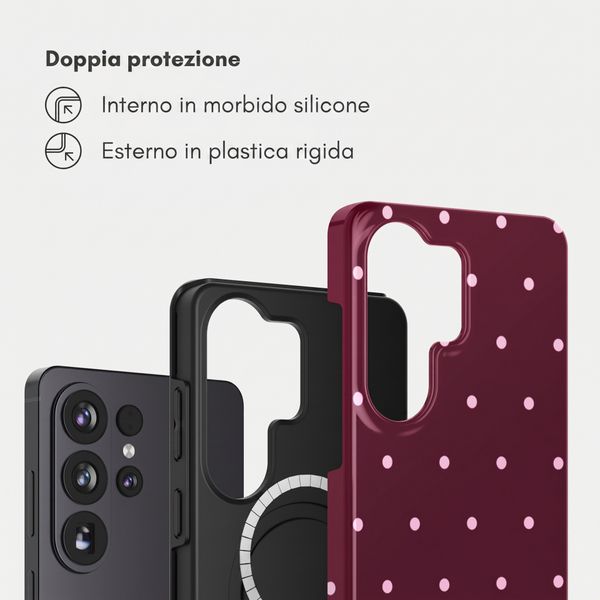 Selencia Cover posteriore Vivid con MagSafe Samsung Galaxy S26 Ultra - Happy Dots Burgundy