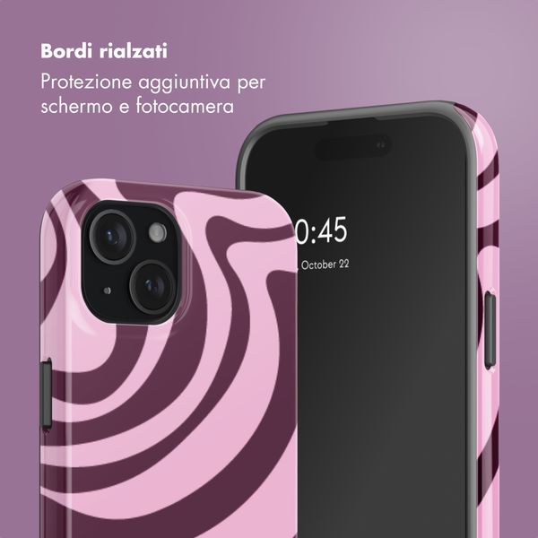 Selencia Cover Posteriore Vivid Apple iPhone 15 - Wavy Swirl Pink Plum